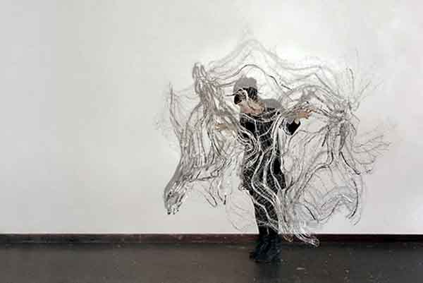 Hannah Quinlivan 'State of Suspension' (with artist) 2016 Steel, PVC, nylon, salt and shadow (2 km wire, 1.5 km nylon, 6.5 kg salt) Courtesy the artist
