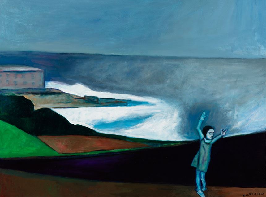 Robert DICKERSON Girl dancing on the beach (Merewether, Newcastle) 2003 acrylic on canvas 122.0 x 92.0cm Donated through the Australian Government's Cultural Gifts Program 2018 Newcastle Art Gallery Collection Courtesy the artist's estate