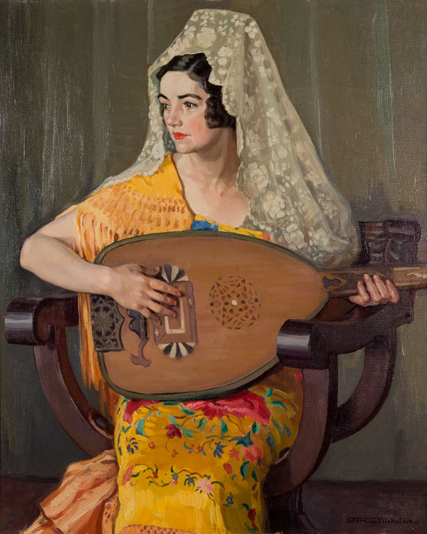 Hilda Rix NICHOLAS 'The Spanish shawl' c1936 oil on linen 99.5 x 80.0cm Gift of Dr William Bowmore AO OBE 2004 Newcastle Art Gallery collection
