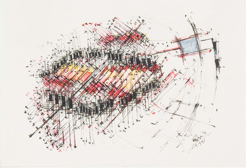 William Rose 'Untitled' 1995 ink and watercolour on paper, 15.8 x 22.0 cm Gift of Mrs Van Hodgkinson 1998 Newcastle Art Gallery Courtesy the artist's estate 