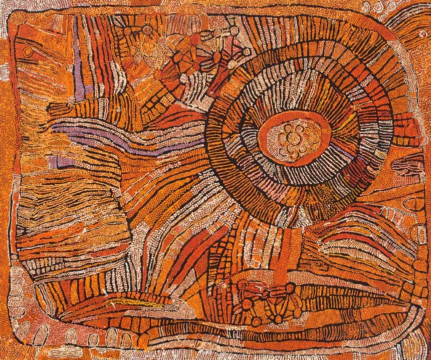 Naata Nungurrayi 'Untitled' 2007 152.5 x 182.5 cm Gift of Lesley Lynn in memory of her sister Margaret through the Art Gallery of South Australia Foundation 2009