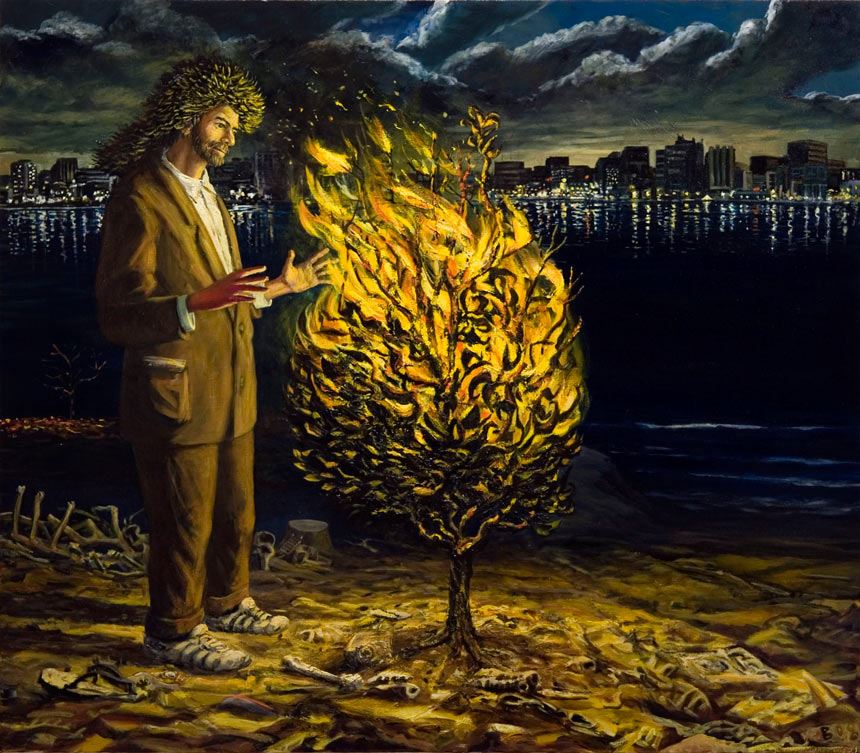 Dallas BRAY 'Burning Bush' 2008 oil on canvas 140.0 x 160.0cm Recipient of the 2008 KILGOUR PRIZE from the Jack Noel Kilgour bequest as administered by the Trust Company of Australia Limited Newcastle Art Gallery collection
