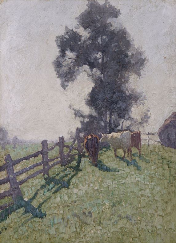 	Elioth Gruner Spring morning 1917 oil on cardboard Gift of Dr Roland Pope 1945 Newcastle Art Gallery collection